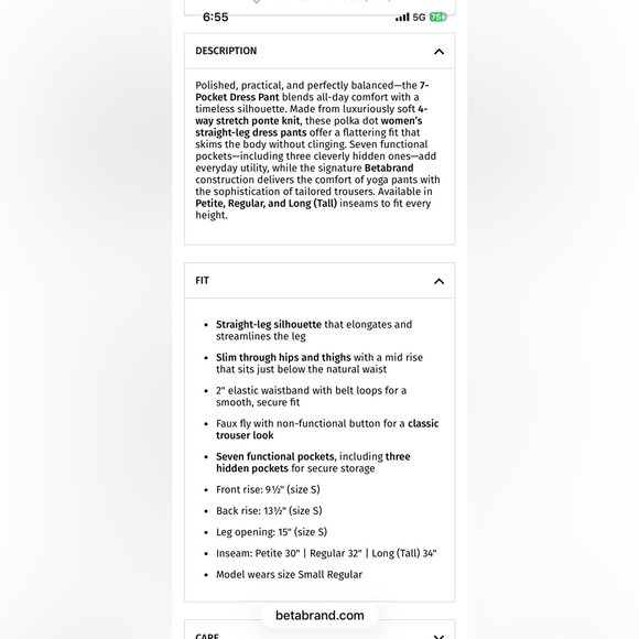 Betabrand 7-Pocket Dress Pant Straight Leg Sm Short Petite Yoga Dress Pants 28” - Picture 9 of 10